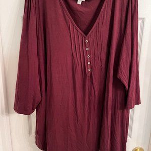 Avenue, Henley Swing Shirt, Plum,  Size:  30/32